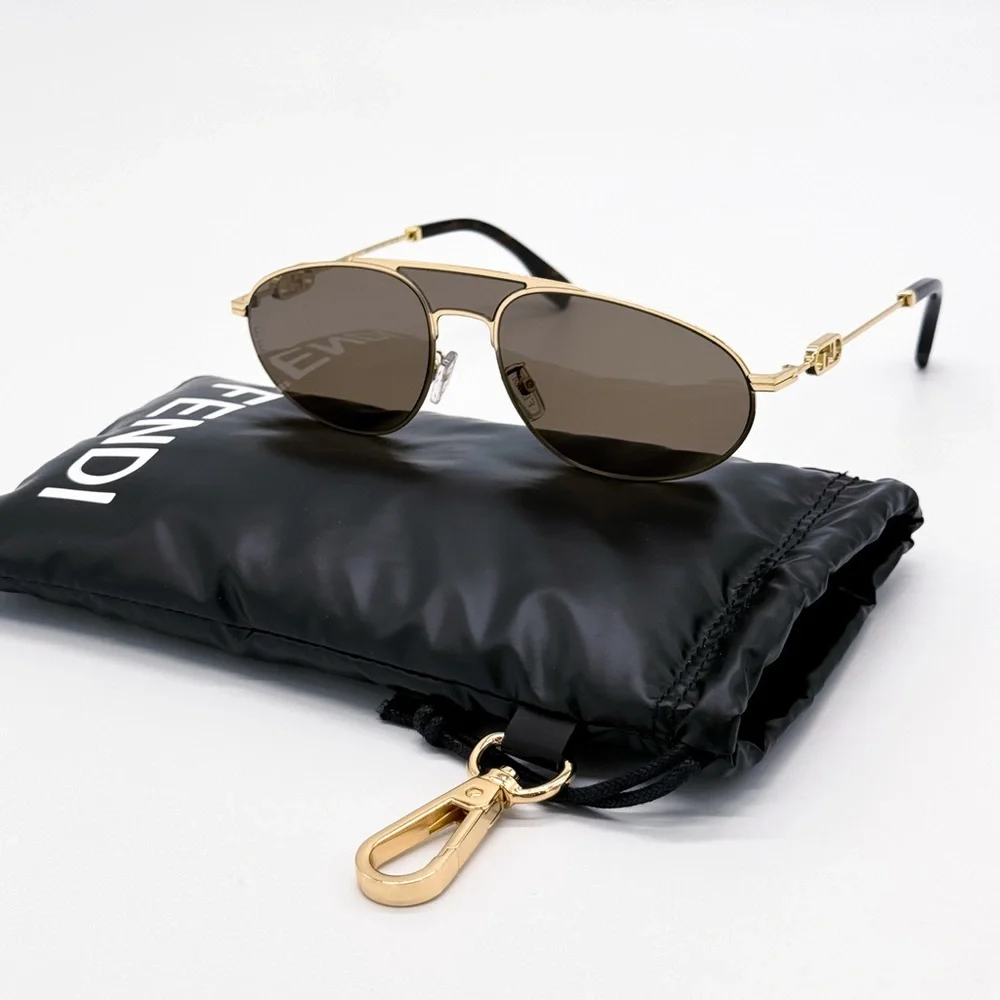 NEW FENDI FE40072U 30E SUNGLASS AVIATOR GOLD METAL UNISEX FENDI EYEWEAR
